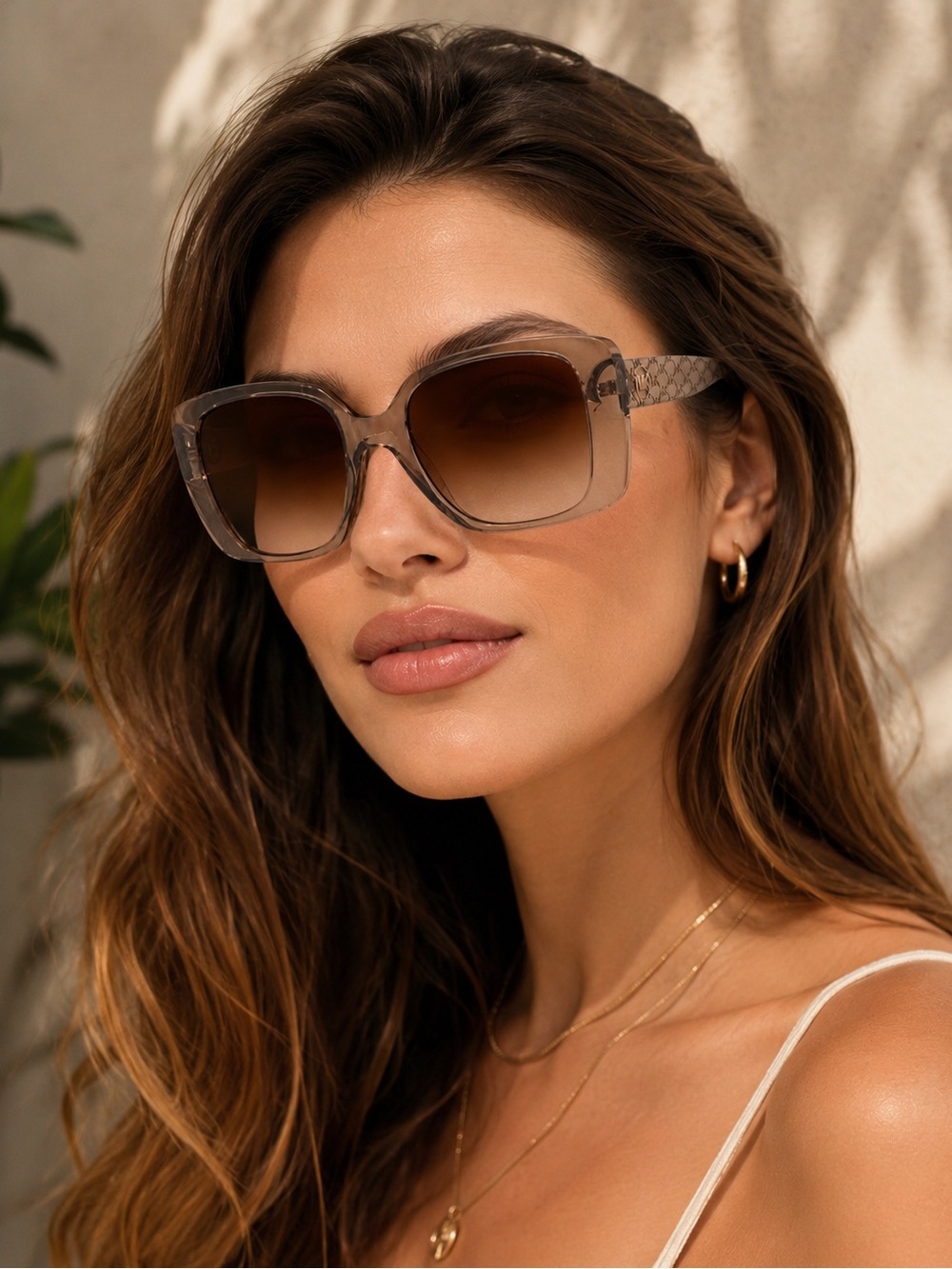 NWT MICHAEL KORS MK2180 “BRIDGER” SUNGLASSES Beige Transparent / Brown Gradient